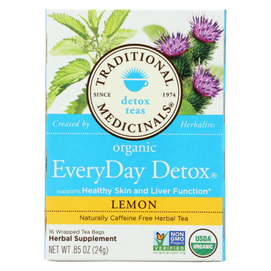 Traditional Medicinals Lemon Everyday Detox Herbal Tea - 16 Tea Bags - Case Of 6idx HG0149351